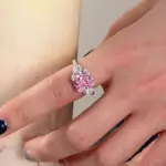 Anillos de boda de plata de ley 100% 925, brillantes, cuadrados, de 10x10mm, color rosa, blanco, amarillo, con diamantes de alto contenido de carbono, joyería fina para mujer 5