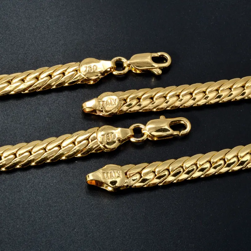 Sunny Jewelry-collar de cobre a la moda, cadenas de serpiente chapadas en oro, alta calidad para mujer, hombre, Italia 750, regalo de uso diario 3