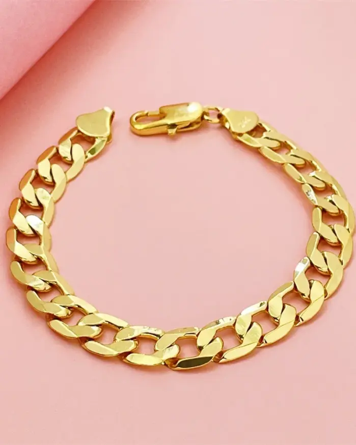 Pulsera de oro puro 24K 9999 de lujo para hombres y mujeres, pulsera de oro de 24 quilates, pulsera cubana lateral de 8mm 2