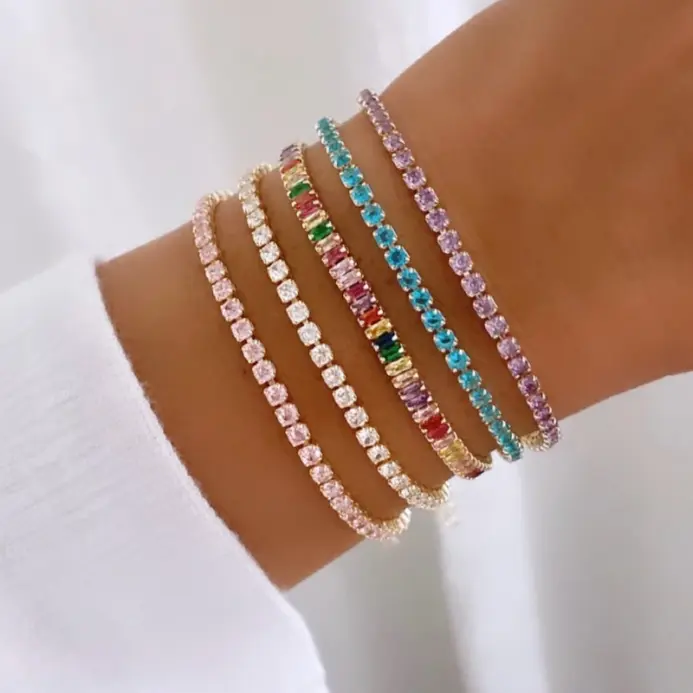 🌈 Pulsera Tennis "Prisma Eterno" – Multicolor, Impermeable y Oro 18K 1