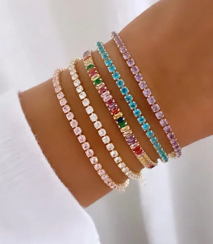 🌈 Pulsera Tennis "Prisma Eterno" – Multicolor, Impermeable y Oro 18K 1