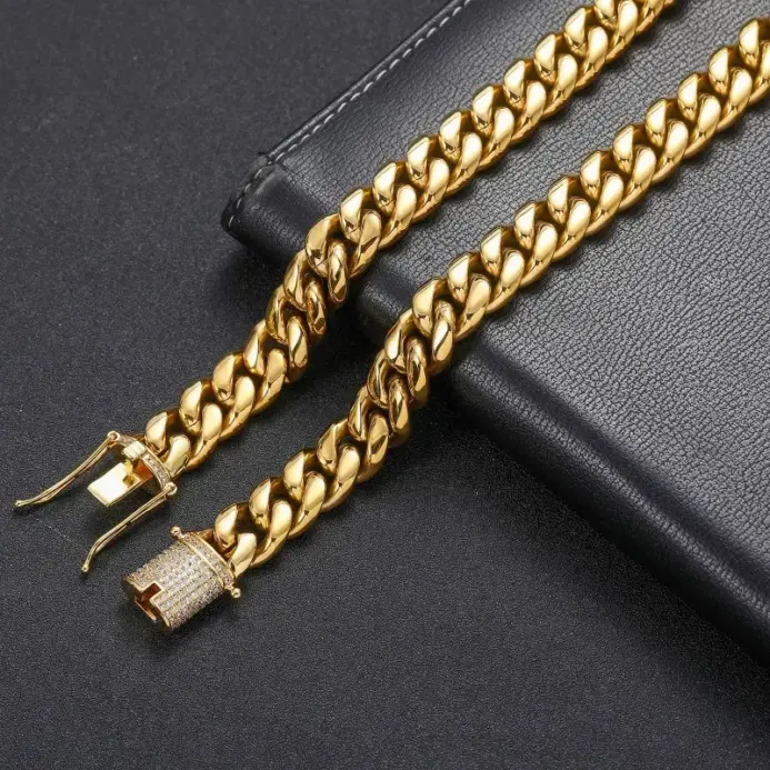 💎 Cadena "Cuban Titan" – Acero 316L y Oro 18K (14mm) Premium 2