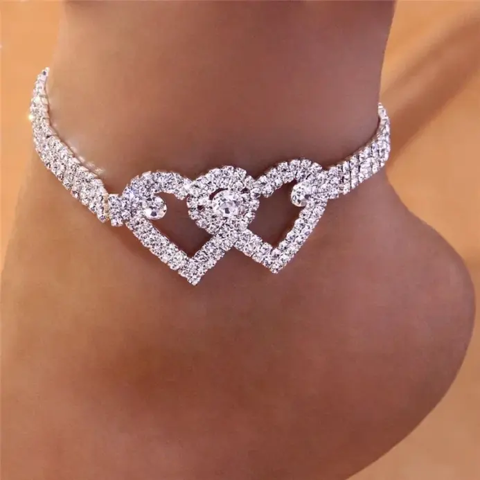 Tobillera de cadena de circonita cúbica brillante para mujer, pulsera de tobillo de Color plateado, sandalias descalzas, joyería para el pie 2