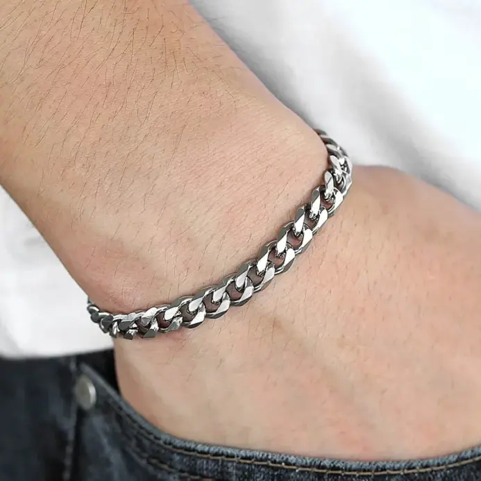 Nueva moda pulsera de cadena cubana para hombres pulsera clásica de acero inoxidable de 3/5/7/9mm de ancho para hombres y mujeres regalo de joyería 2