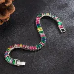 Pulsera de plata de ley 925 Noble, cadena de lujo, joyería de mano de cristal de Color para mujer, abalorio, regalo de boda, fiesta, 18cm 1