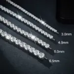 NeeTim-pulsera de tenis de moissanita de 3mm, 4mm, 5mm y 6,5mm, pulseras originales de plata de ley s925 con diamantes de laboratorio para mujeres y hombres, cadenas 2