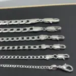 Collar de plata de ley 925 para hombre, 2/4/6/8/10/12MM, 40-75cm, collar de cadena con cierre de langosta, regalos de joyería de compromiso para hombres y mujeres 5