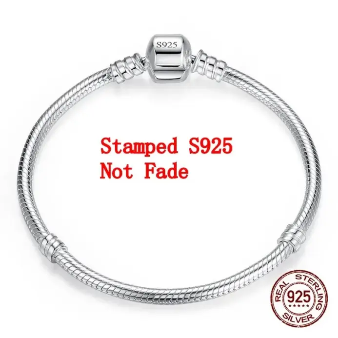 Joyería fina Original hecha a mano, pulsera de plata de ley 925 con dijes, pulseras de hueso de serpiente suaves y lisas para mujer 2