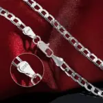 Venta al por mayor, collar de plata de ley 925 para hombre, 2/4/6/8/10/12MM, 40-75cm, cadena con cierre de langosta, joyería de compromiso para hombre y mujer 2