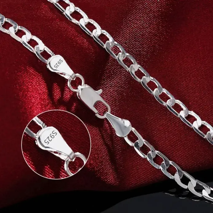 Venta al por mayor, collar de plata de ley 925 para hombre, 2/4/6/8/10/12MM, 40-75cm, cadena con cierre de langosta, joyería de compromiso para hombre y mujer 2