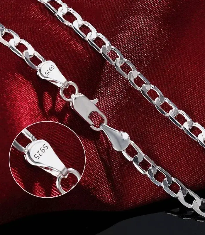 Venta al por mayor, collar de plata de ley 925 para hombre, 2/4/6/8/10/12MM, 40-75cm, cadena con cierre de langosta, joyería de compromiso para hombre y mujer 2