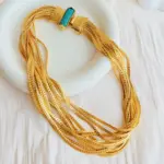 Europa Vintage latón chapado en oro tejido cadena piedra Natural collar de lujo pulsera conjunto mujer joyería de calidad superior 2