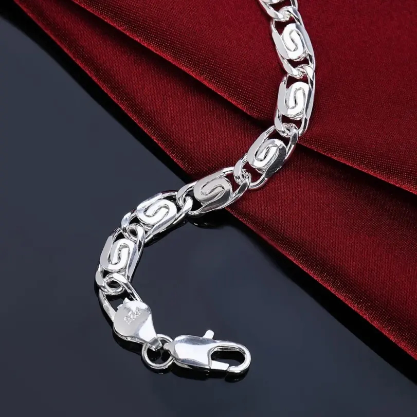 Pulseras de plata de ley 925 para mujer, cadena creativa retro, joyería de moda para bodas, fiestas y Navidad 4