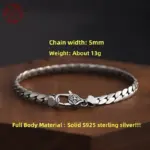 Pulsera cubana elegante y sencilla de plata de ley auténtica S925 para hombres y mujeres, cadena corta tejida a mano, regalos de joyería 1