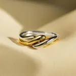 Huitan-Anillo de dedo giratorio de dos tonos para mujer, anillos de Metal modernos para mujer, uso diario, accesorios versátiles, joyería 5