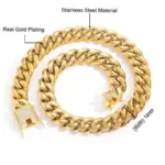 Cadena cubana duradera premium chapada en oro de 18 quilates de 14 mm y 5 capas 6