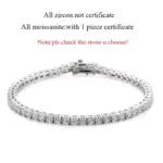 Pulsera de tenis de moissanita chapada en oro de 18 quilates para mujer, pulsera clásica de Plata de Ley 925 certificada de 3/4/5mm para cadena de hombre 7