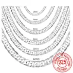 Collar de plata de ley 925 para hombre, 2/4/6/8/10/12MM, 40-75cm, collar de cadena con cierre de langosta, regalos de joyería de compromiso para hombres y mujeres 6