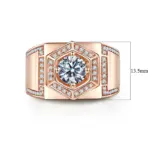 Anillo de Plata de Ley 925 Original, anillos redondos de diamante moissanita para hombre, Color oro rosa, joyería fina gruesa de lujo para novios de boda 5