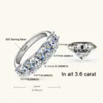 100% anillos de plata esterlina 925 originales, anillos de diamantes de circonia de lujo de 3,6 quilates para mujer, propuesta de boda, joyería de regalo 2