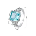 Anillos de plata de ley 100% 925 con diamantes de alto contenido de carbono, color verde menta, 10x10mm, para mujer, joyería fina brillante para fiesta de boda, regalo 6