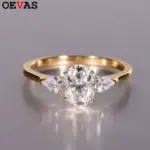 Anillo de moissanita OEVAS con corte ovalado de 1,5 quilates, 100% plata de ley S925 para mujer, alianza de boda, joyería fina al por mayor 1