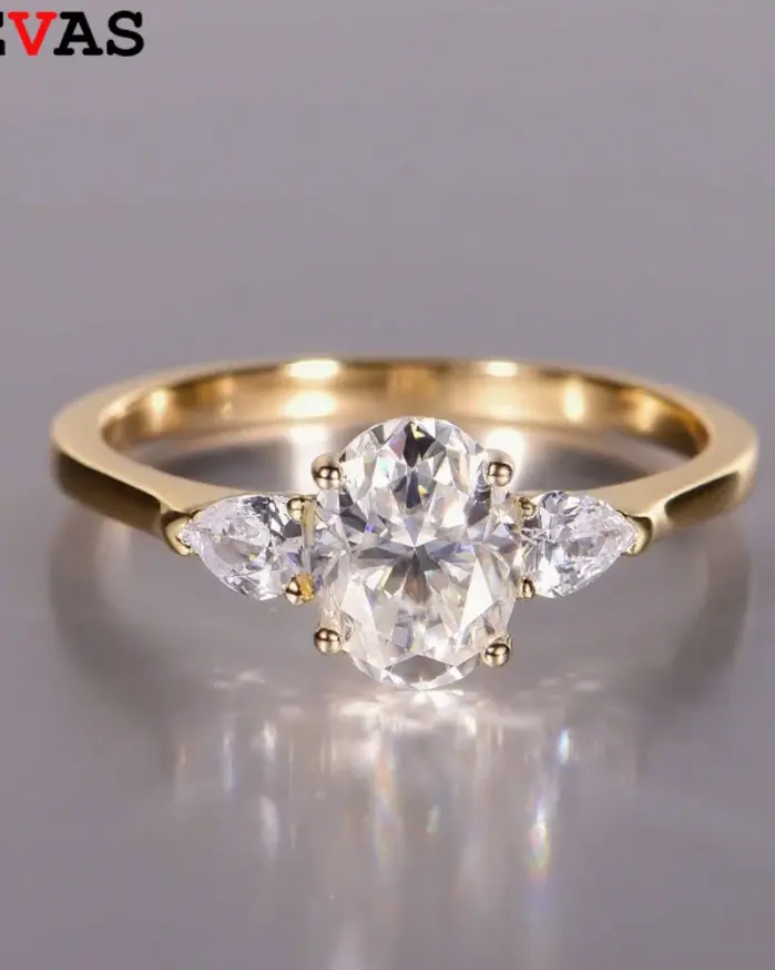 Anillo de moissanita OEVAS con corte ovalado de 1,5 quilates, 100% plata de ley S925 para mujer, alianza de boda, joyería fina al por mayor 1
