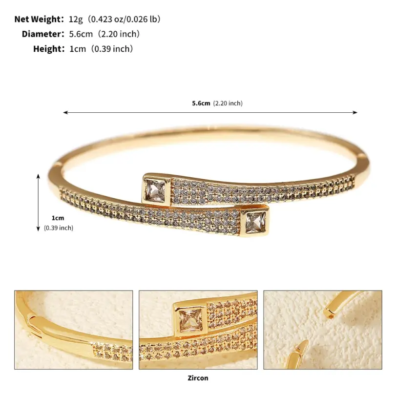 Pulsera Simple con tachuelas para mujer, brazalete clásico con apertura de cobre y circonio, joyería diaria, accesorios como regalo 6