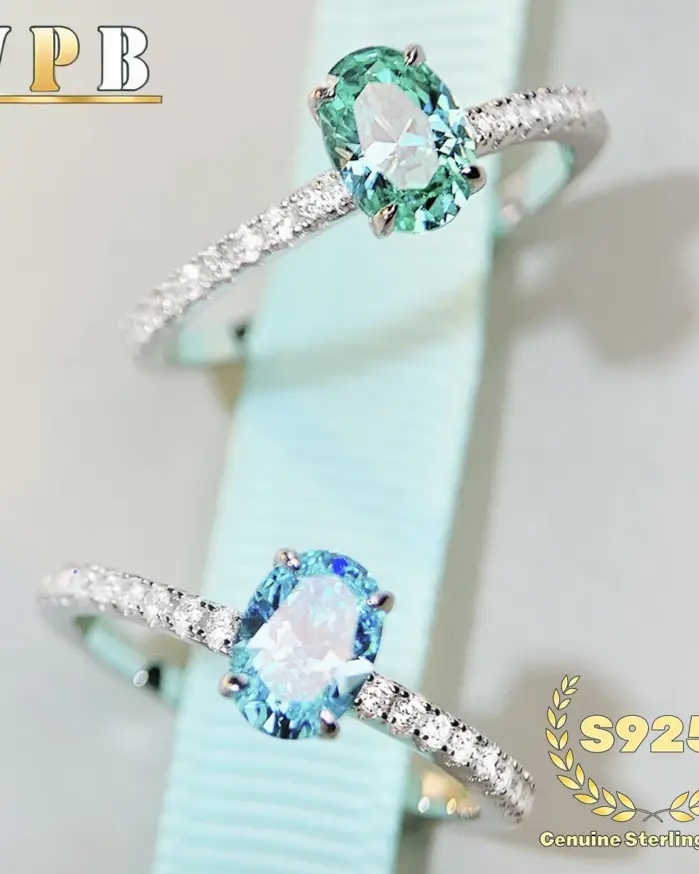  Elegante Anillo de Plata de Ley S925 para Mujer con Piedra Central Ovalada de 1 Ct y Detalles Redondos, Regalo de Compromiso, Boda o Aniversario 1