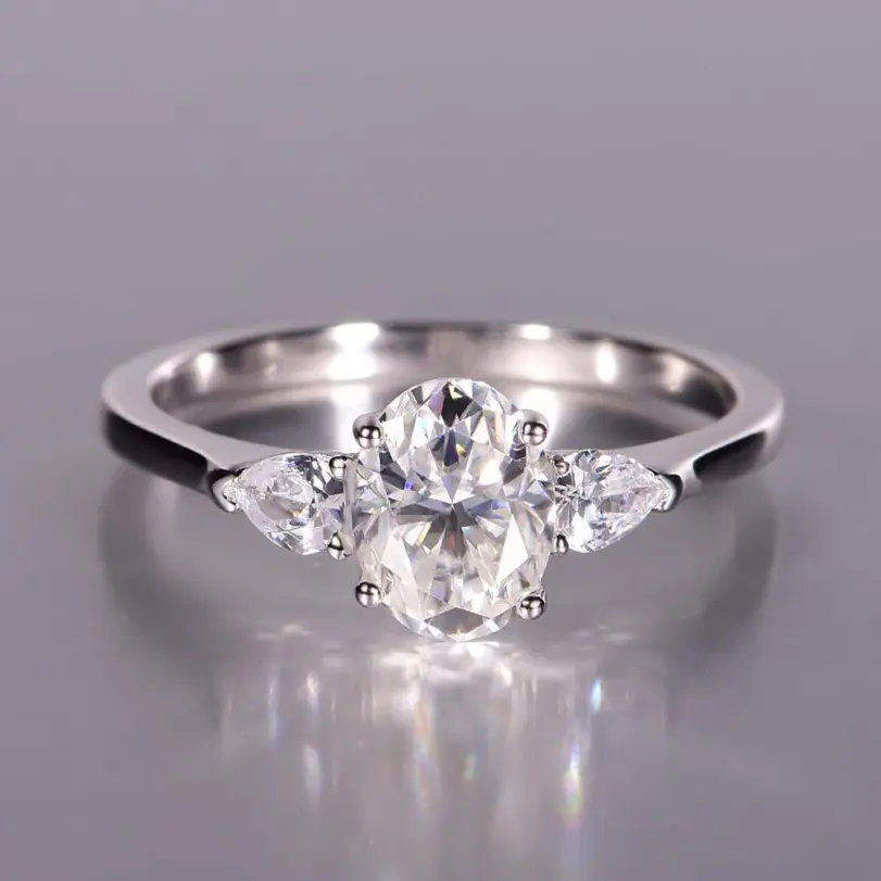 Anillo de moissanita OEVAS con corte ovalado de 1,5 quilates, 100% plata de ley S925 para mujer, alianza de boda, joyería fina al por mayor 3