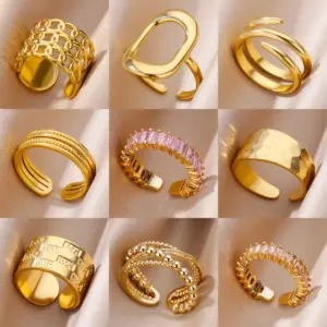 Anillos de acero inoxidable 316L para mujer, Color dorado, nunca se decolora, anillos clásicos de lujo, anillos de boda para parejas, joyería, envío gratis 1