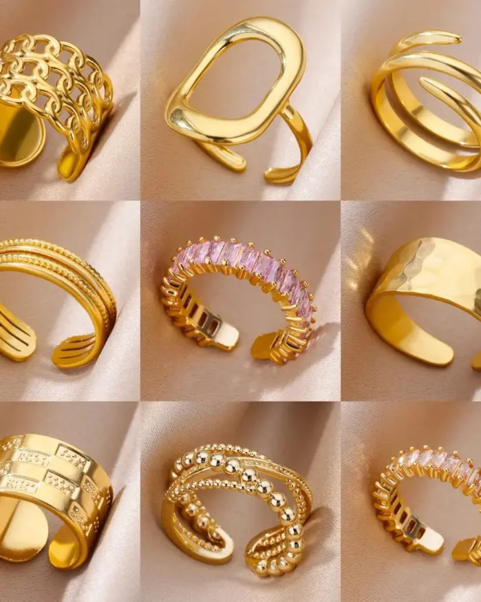 Anillos de acero inoxidable 316L para mujer, Color dorado, nunca se decolora, anillos clásicos de lujo, anillos de boda para parejas, joyería, envío gratis 1