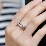 1 par de anillos de boda de Plata de Ley 925 Halo Vintage para mujer, joyería de regalo de aniversario, venta al por mayor 5
