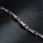 Pulseras de cristal rojo CZ de lujo a la moda de alta calidad para mujer, pulseras de plata de ley 925, joyería de regalo 6