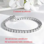 Pulsera de tenis de moissanita chapada en oro de 18 quilates para mujer, pulsera clásica de Plata de Ley 925 certificada de 3/4/5mm para cadena de hombre 4