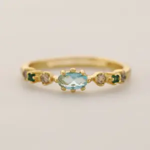 Anillo de plata de ley S925 para mujer: circón de arte brillante con incrustaciones, chapado en oro de 18 quilates, joyería de regalo elegante 1