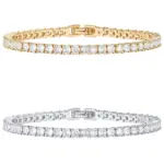 Pulsera de tenis clásica de circonia cúbica, 2 uds., Simple y elegante, totalmente con incrustaciones de diamantes de agua con microincrustaciones, 3mm 1