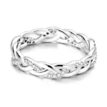 Anillo de Plata de Ley 925 Original, anillos trenzados brillantes para mujeres y niñas, joyería, regalos de aniversario de cumpleaños 1