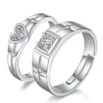 2 Anillos de Plata de Ley 925 con Circonita para Pareja, para Mujer y Hombre, Exquisitos, para Estudiantes, Novias, Accesorios de Joyería de Plata para Boda 5