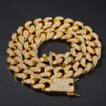 Pulsera de collar de cadena cubana Miami para hombre con diamantes completos de 20mm de oro puro 9999 de lujo 24K 4