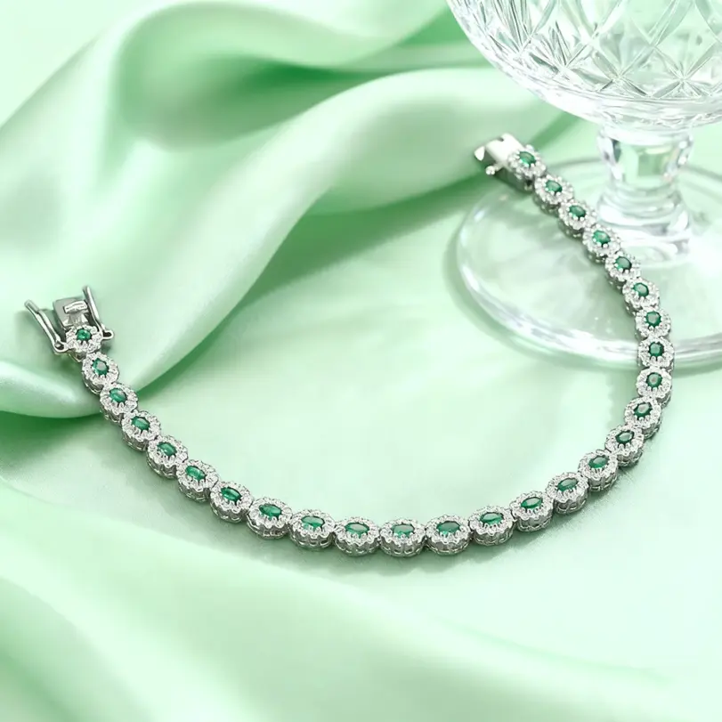 pulseras de columna artificialmente sintetizadas, Plata de Ley 925 para mujer, joyería de buenos de lujo a la moda para fiesta, rojo/azul/verde 3