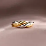 Huitan-Anillo de dedo giratorio de dos tonos para mujer, anillos de Metal modernos para mujer, uso diario, accesorios versátiles, joyería 4