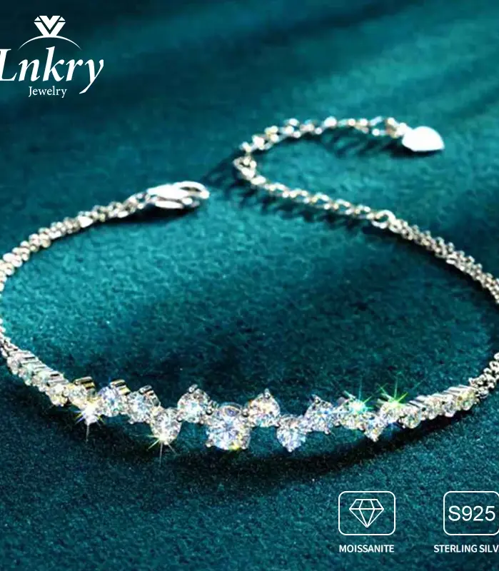 Lnkry-pulsera de moissanita de 5mm, 3,5mm y 2,5mm, pulseras de cadena ajustables de plata originales con certificado 925 para mujer, joyería minimalista 1
