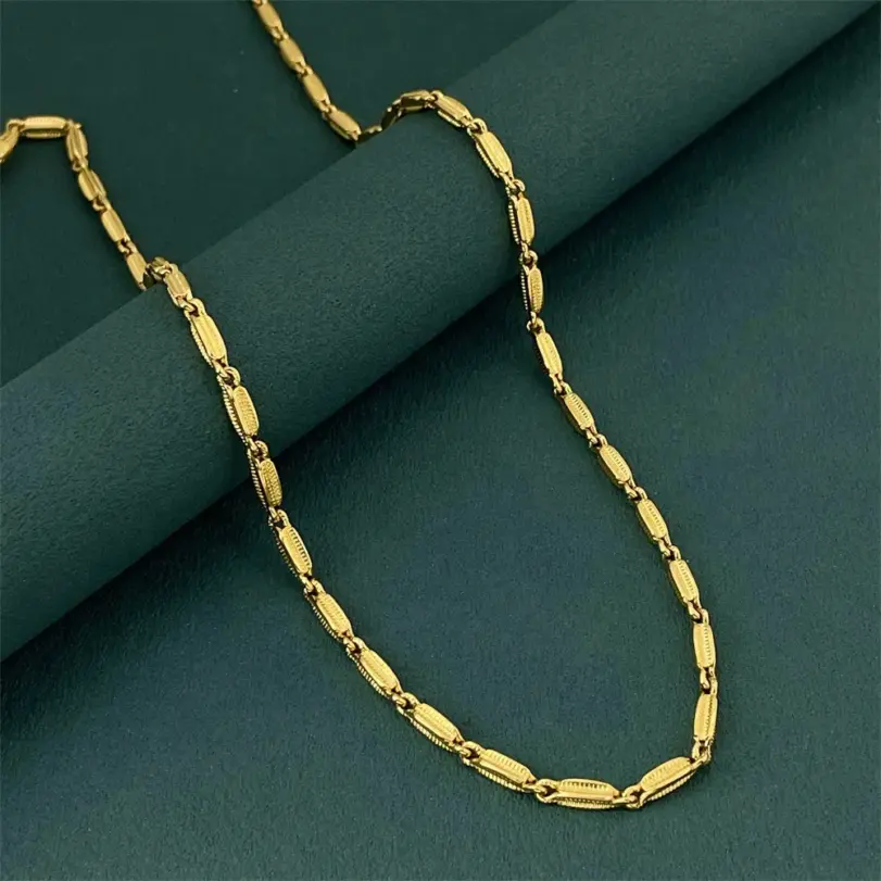 Collar de lujo con diseño de espiga de trigo en oro puro 24K 9999 para hombre y mujer 5