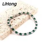 Joyería de plata de ley 925, pulsera de tenis de 16cm-21cm, circonita de colores de 4mm, regalo de aniversario, pulsera de plata de ley para mujer 3