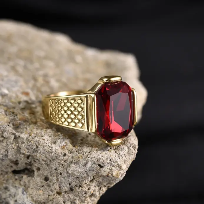 R3351g Anillo de joyería con piedras preciosas de acero inoxidable vintage de alta calidad para hombre 1