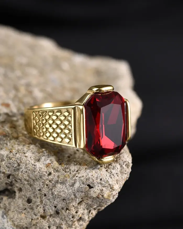 R3351g Anillo de joyería con piedras preciosas de acero inoxidable vintage de alta calidad para hombre 1