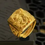 Oro de 24 quilates, anillo de dragón de oro macizo AU999, boca abierta audaz, hombre moderno y elegante 4