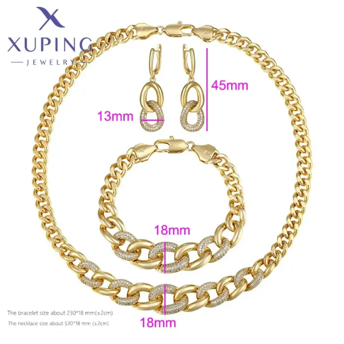 joyería moda encanto Color dorado plateado tres colores de metal collar pendiente pulseras conjunto para mujer regalo de fiesta de Navidad 2