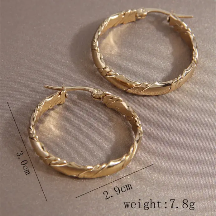 Pendientes de acero inoxidable a la moda, pendientes de aro de 3CM de Color dorado para mujer, bisutería, aros elegantes para mujer 2